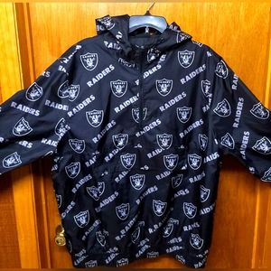 *SOLD* NFL Apparel Raiders All over logo windbreaker Jacket Size XL